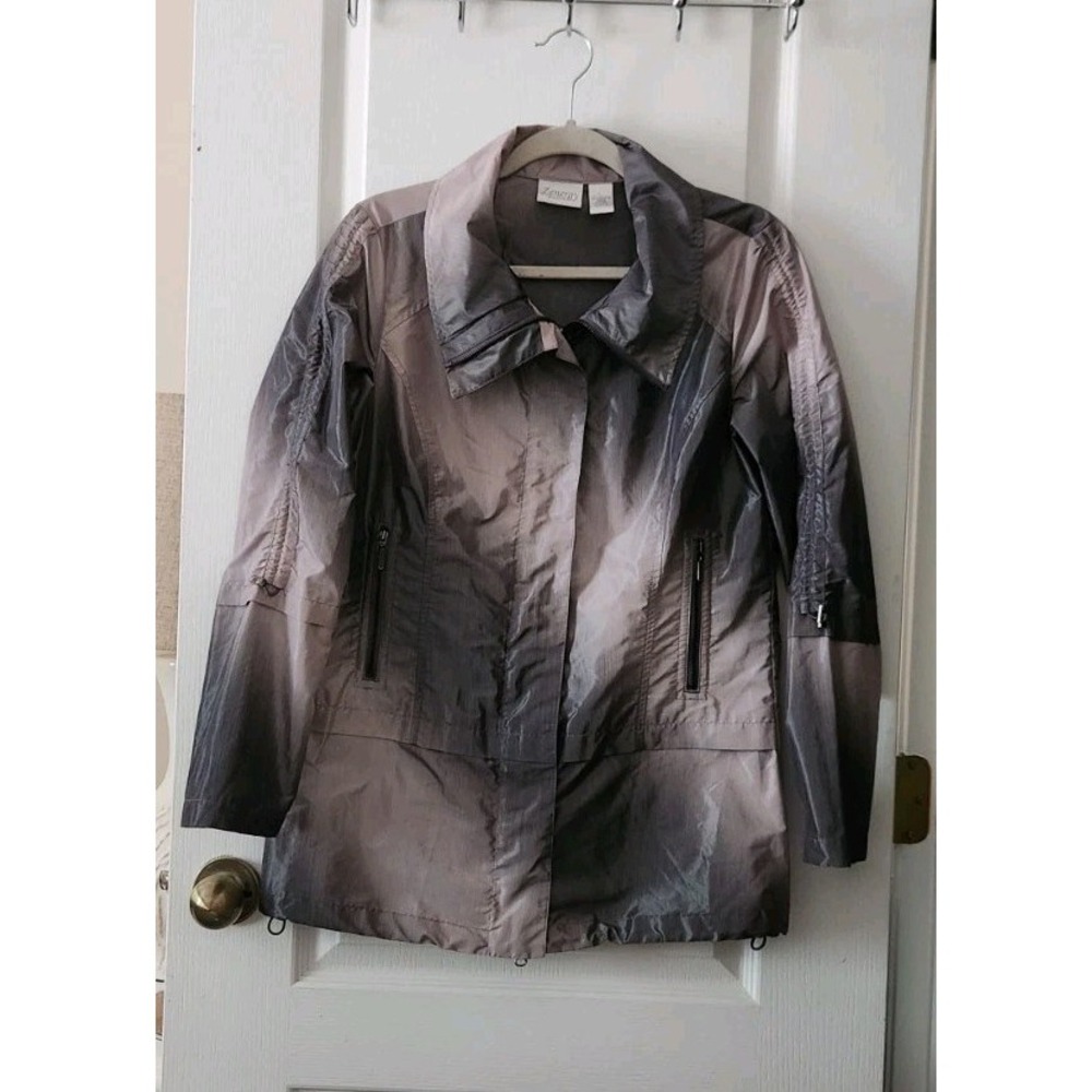ZENERGY by CHICO'S Women's Jacket  Silver Grey Windbreaker‎ Collared Size S (4)